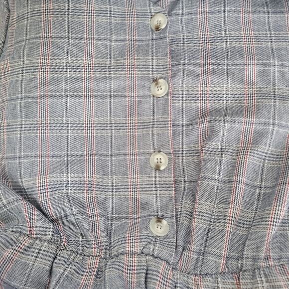Ces Femme Plaid Long Sleeve Button Front Gray/Red Plaid Dress Women Sz Large - Picture 4 of 7